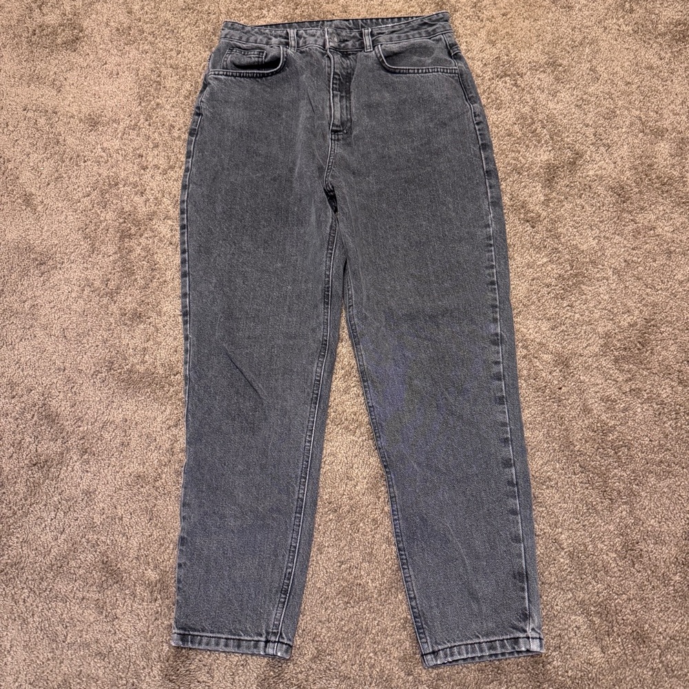 Reclaimed Vintage Jeans Womens 30 Black Denim Tapered Leg High Rise Casual Logo